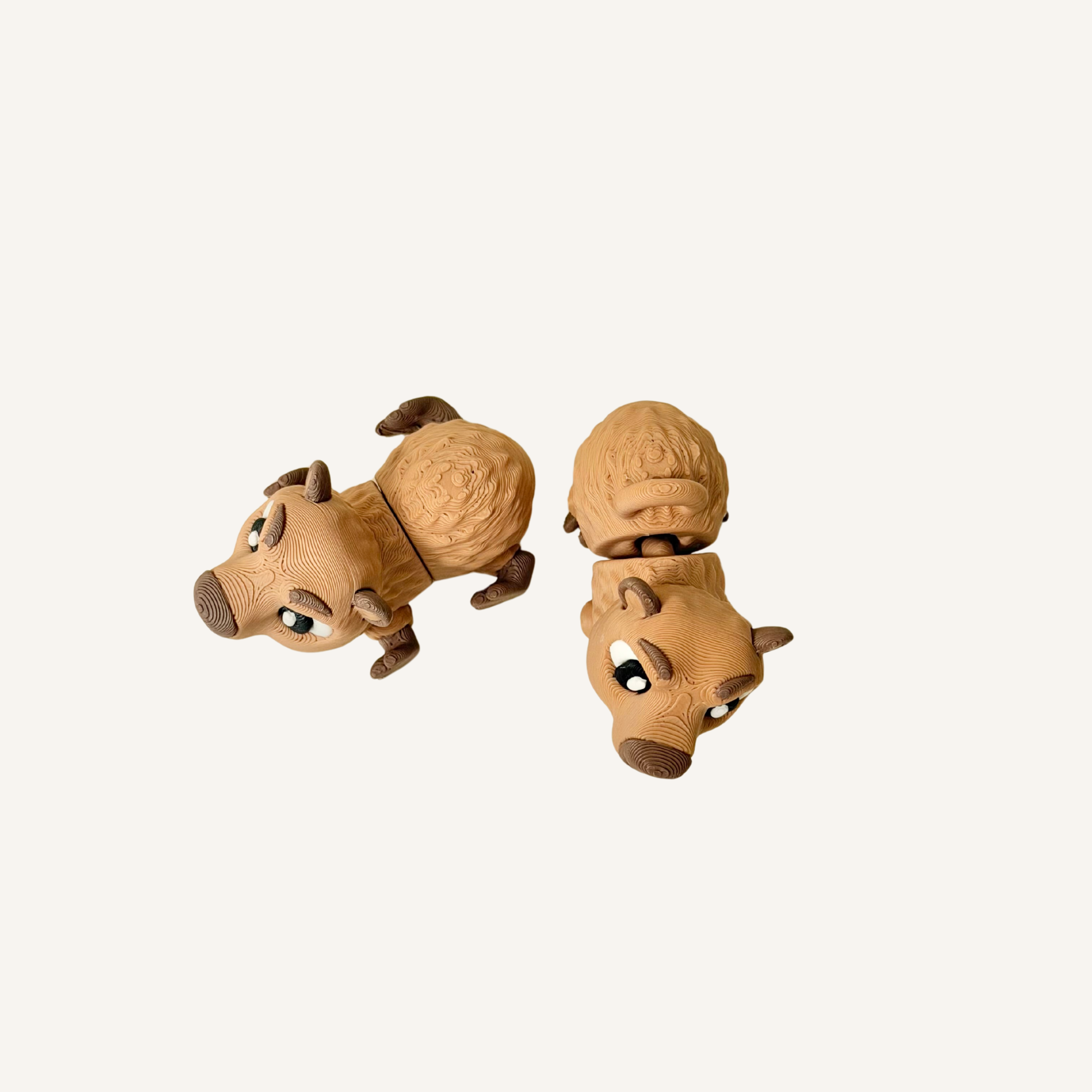 Flexible capybara sensory fidget with tactile fur texture and movable joints.