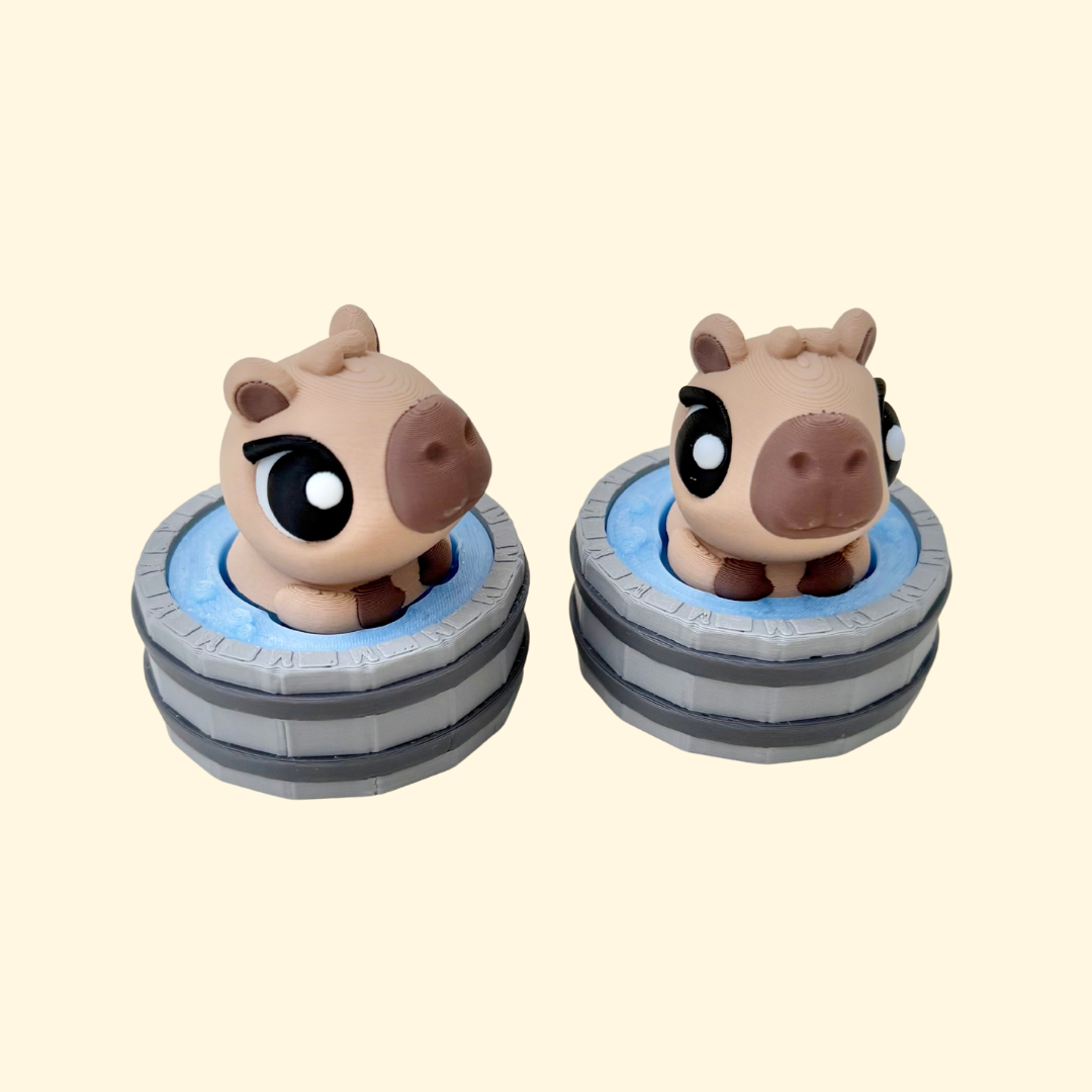 Limited edition capybara bathtub clicker fidget with press-down action for satisfying tactile stimming.
