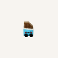 Cute mini bitten chocolate character with dangling legs designed for desks, shelves and cosy decor spaces
