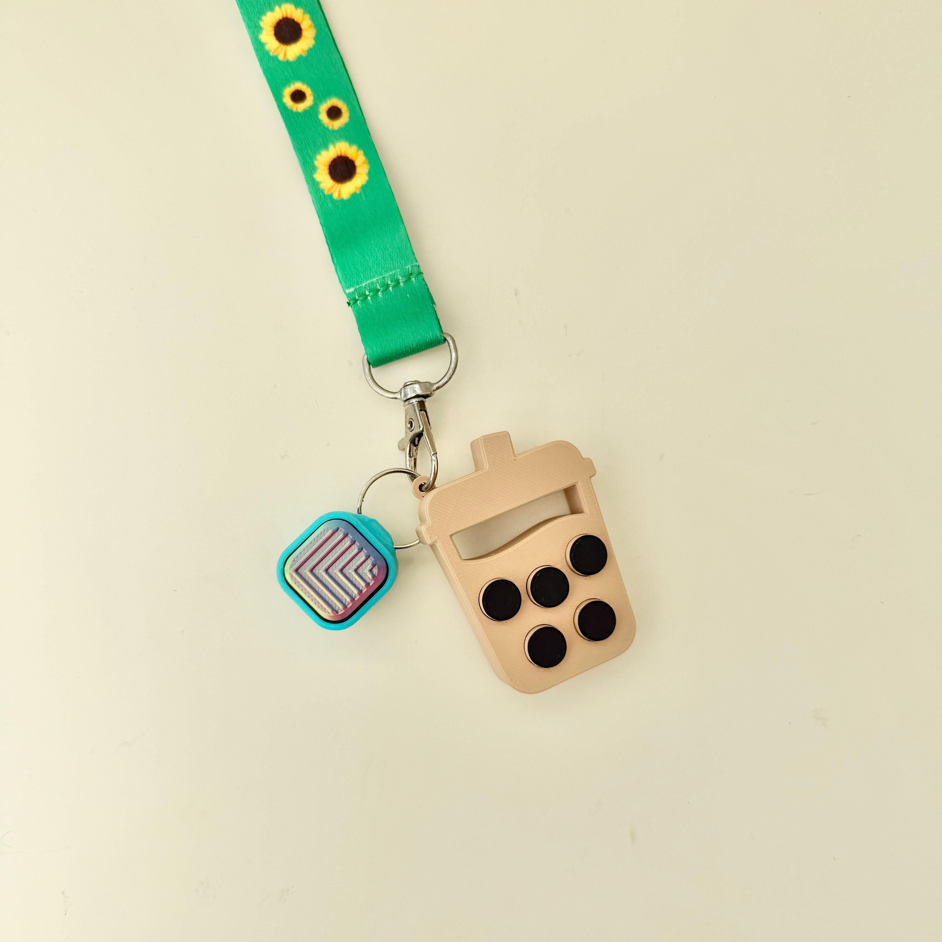 Bubble tea themed sensory toy with tactile pop movement for grounding and repetitive fidgeting.