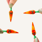 Cute carrot-shaped minimal fidget with a moving mouth for simple repetitive motion and Easter gifting.

