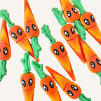 Small novelty carrot fidget with chomping movement for busy hands, desk play and springtime gifts.
