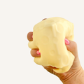Chunky gel-filled cheese squish with a slightly tacky finish for slow, satisfying squeezes.
