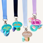 Oval communication tag made for visible child-related support in daily environments.