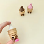 Ice cream cone fidget with built-in clicker, tactile details and quiet or louder click option.