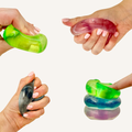 Smooth cube-style sensory squish with just-right resistance and grippy feel for calming squeezes and everyday fidgeting.