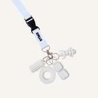 Wearable lanyard designed to keep essentials and sensory add ons within reach for quick access during daily routines.

