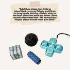 Stim box featuring fresh sensory favourites, textured tools, clickers, squishies and fidgets chosen from across the shop.