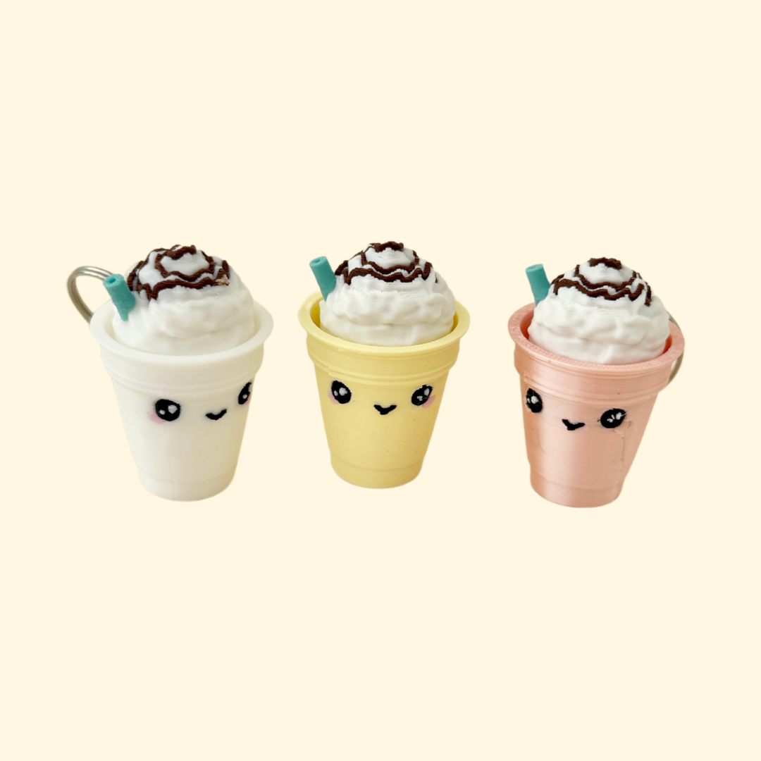 A textured fidget toy designed to look like a café-style frappe, perfect for coffee lovers.