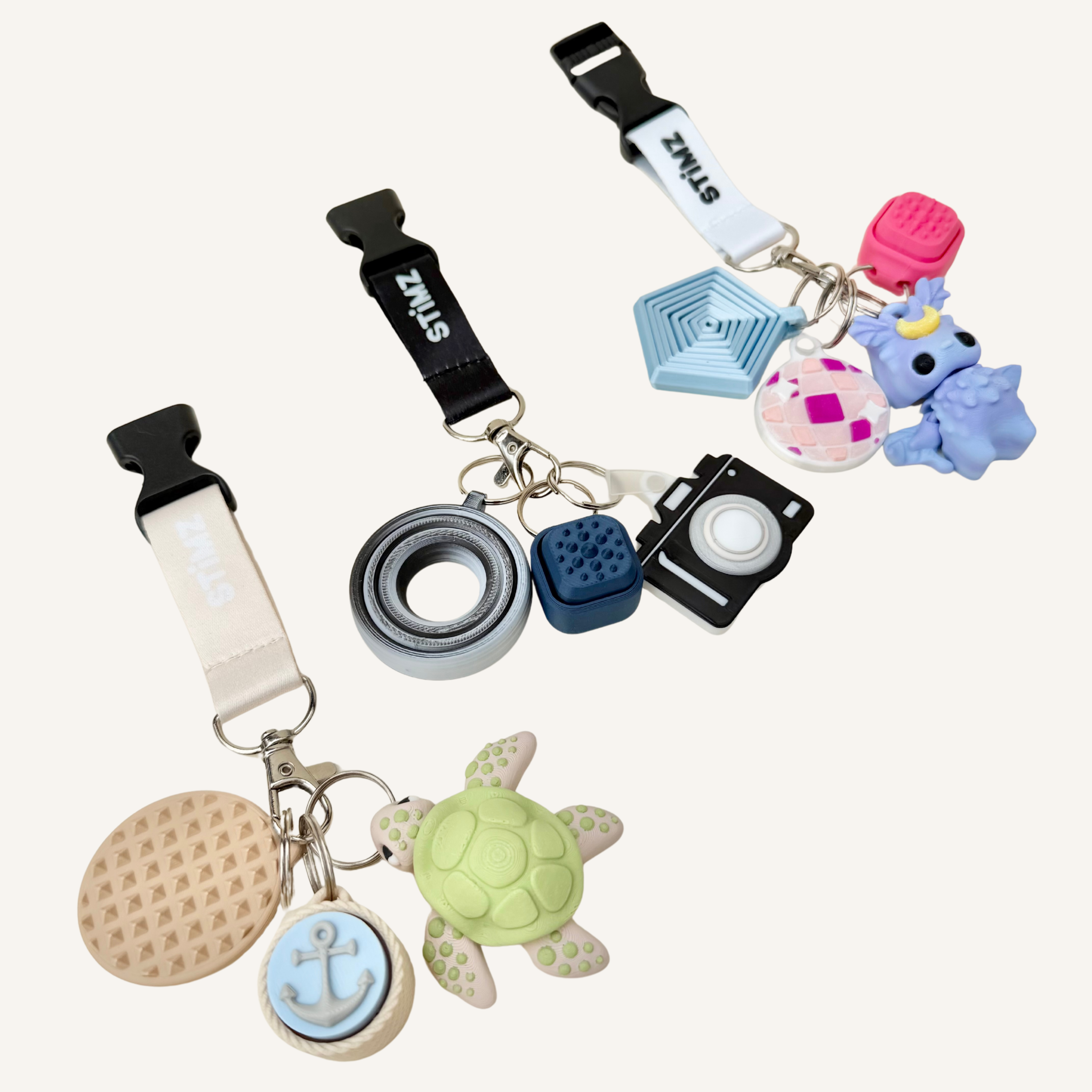 Wearable lanyard for hands free access to small items and sensory add ons, suitable for daily organisation and routine support.
