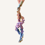 Sculptural spiral desk fidget with pull-and-twist movement and colour-shifting finish for visual sensory play.
