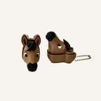 Small horse-themed keyring fidget with pressable click feedback for busy hands and focus support.