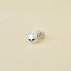 3D printed fox fidget in glossy white; lightweight, portable and satisfying to manipulate.
