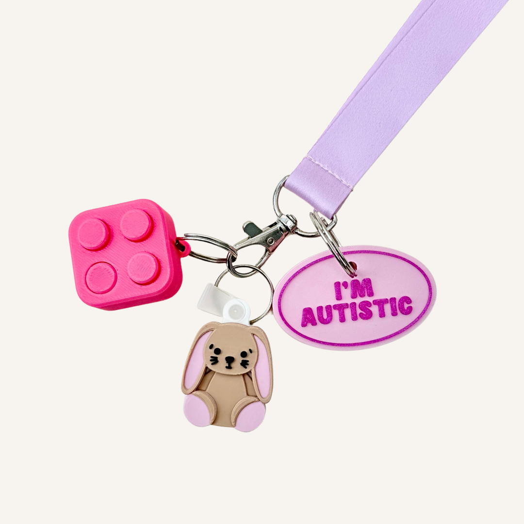 A lightweight communication tag designed for lanyards, bags and keyrings with clear supportive wording for everyday use
