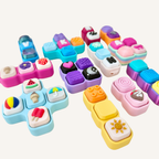 Keyring-ready fidget with firm centre press and low-profile edges; choose standard or quiet for shared spaces.

