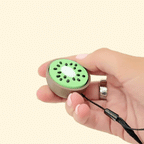 Tactile kiwi clicker with raised seed texture and press action for sensory stimming.

