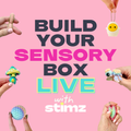 Stimz TikTok LIVE sensory box packing experience showing interactive custom sensory box building