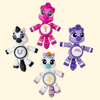 Customisable unicorn/horse clicker fidget with flexible body, tactile details and optional quiet click upgrade.

