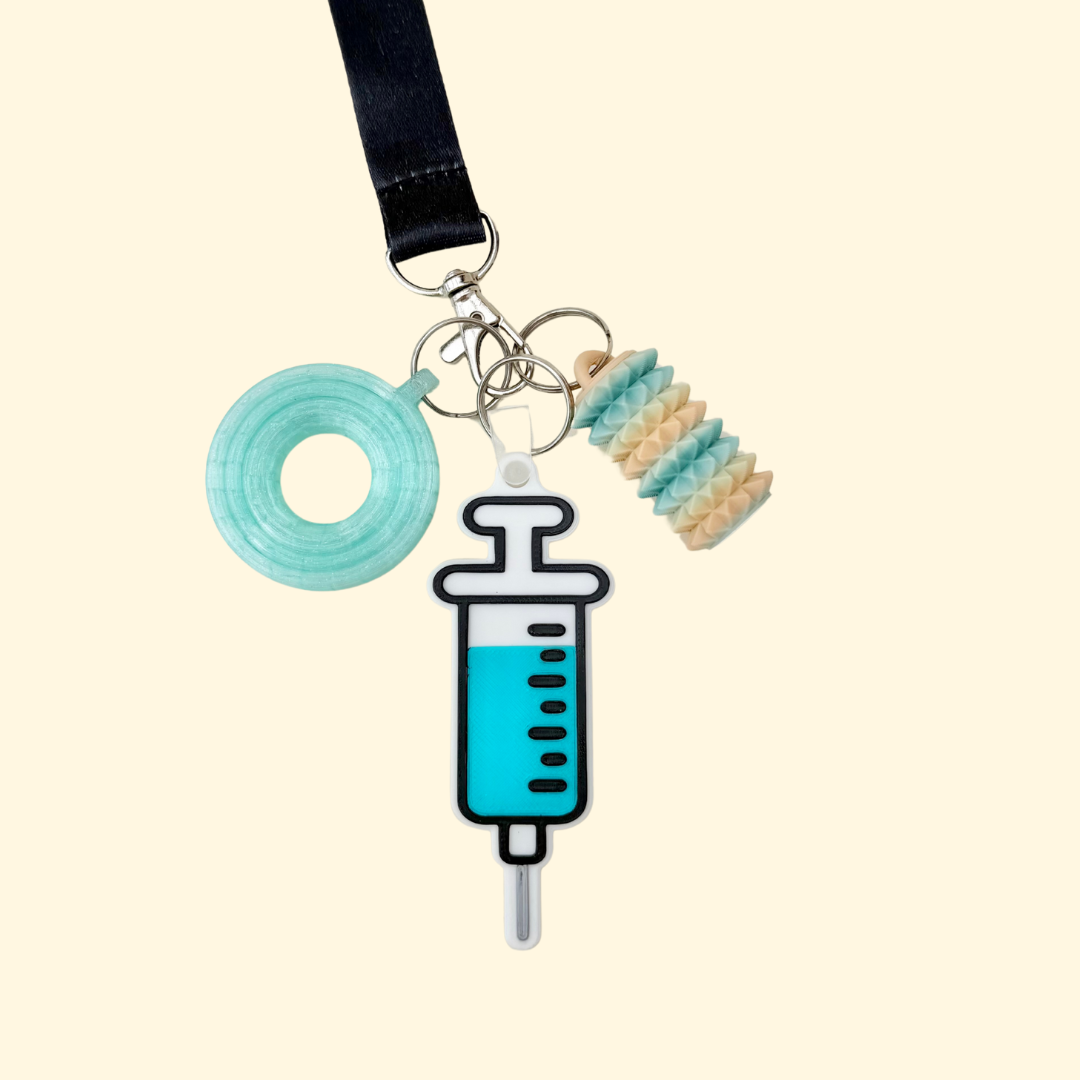 Discreet keyring add-on for bags and coats, designed for fast contact or directions access in day-to-day life.
