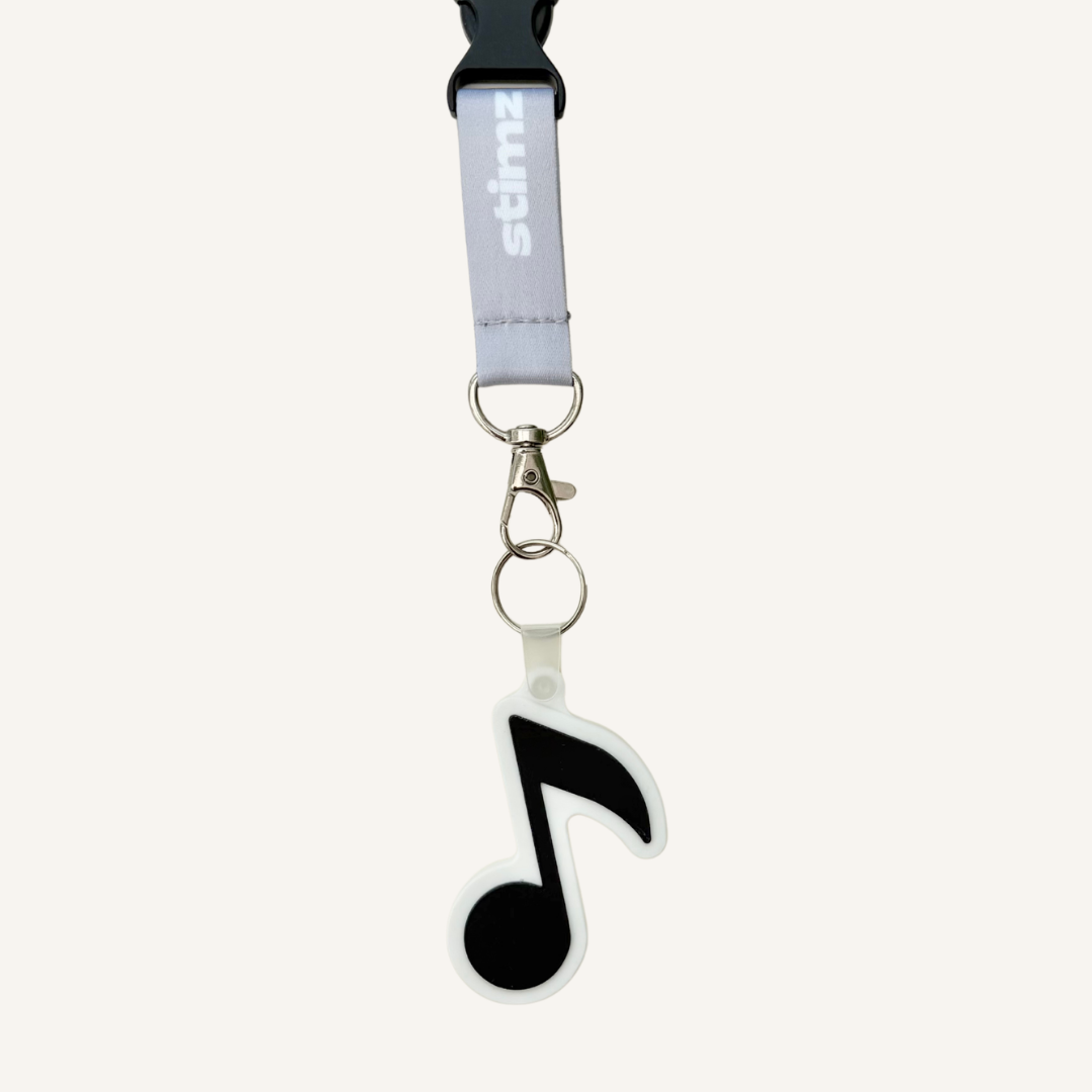 Tap enabled keyring suitable for musicians, performers and music lovers to share social profiles, websites or digital information.