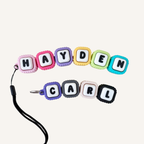Personalised linked clicker for names, words and initials, with flexible movement and tactile click feedback.