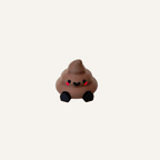 Mini poop figure with smooth finish and sit-anywhere legs for bedside tables, dashboards and shelves
