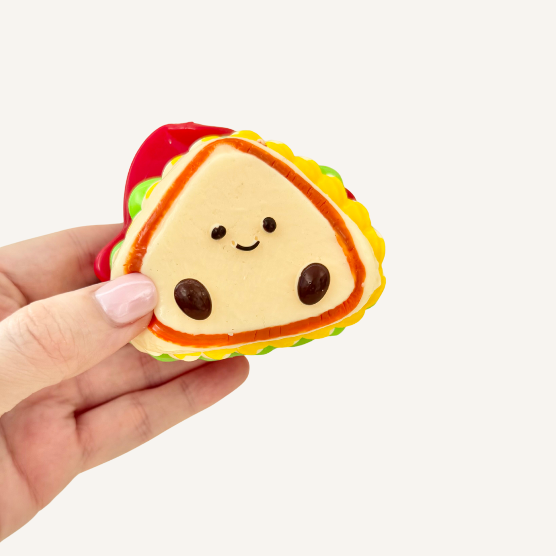 Small handheld squishy with comfy resistance and satisfying press for fidgeting and calming hands.