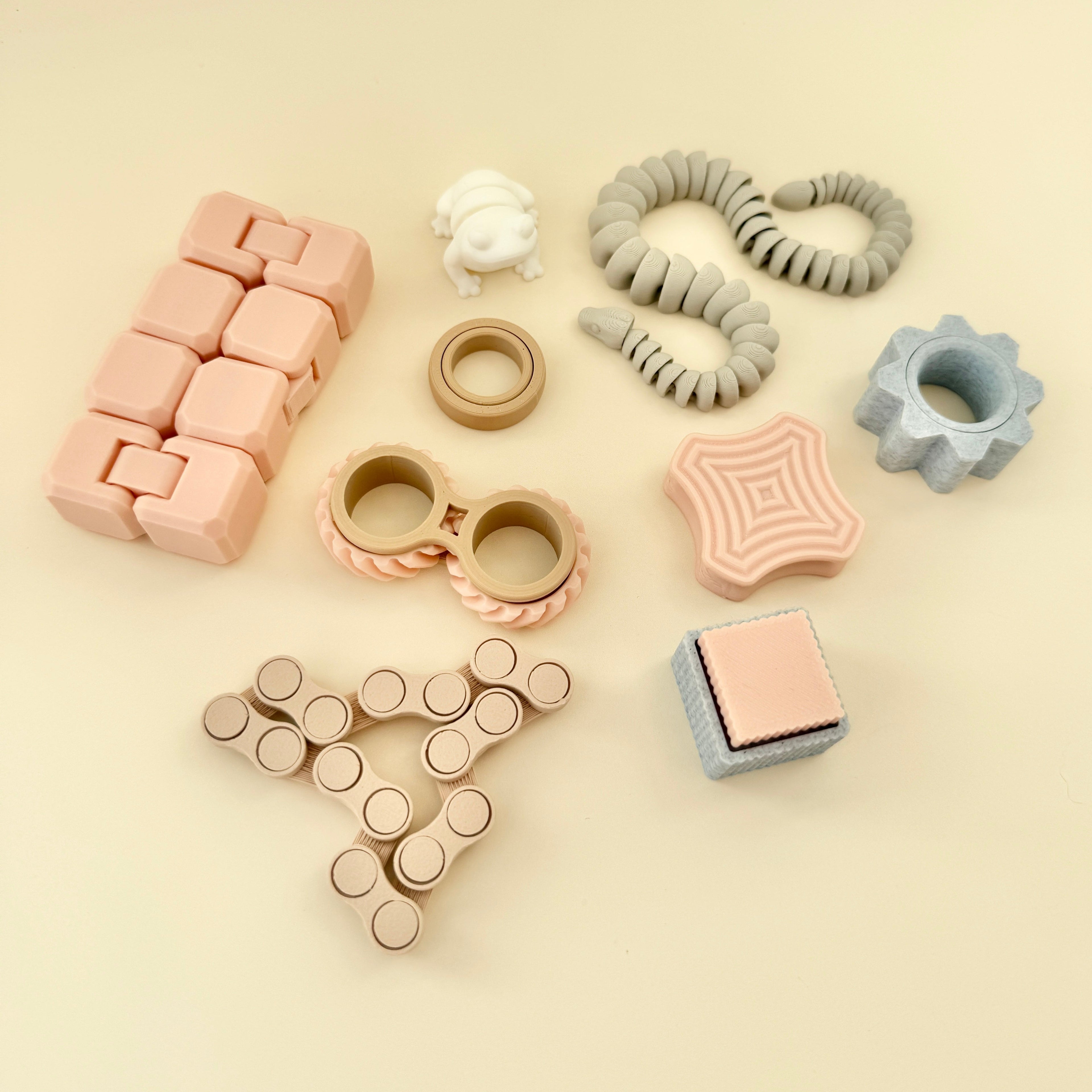 Selection of discreet, quiet fidgets ideal for focus and sensory relief.