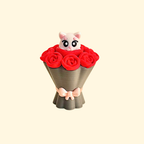 Large press-down cat clicker with floral detailing designed for tactile sensory input.

