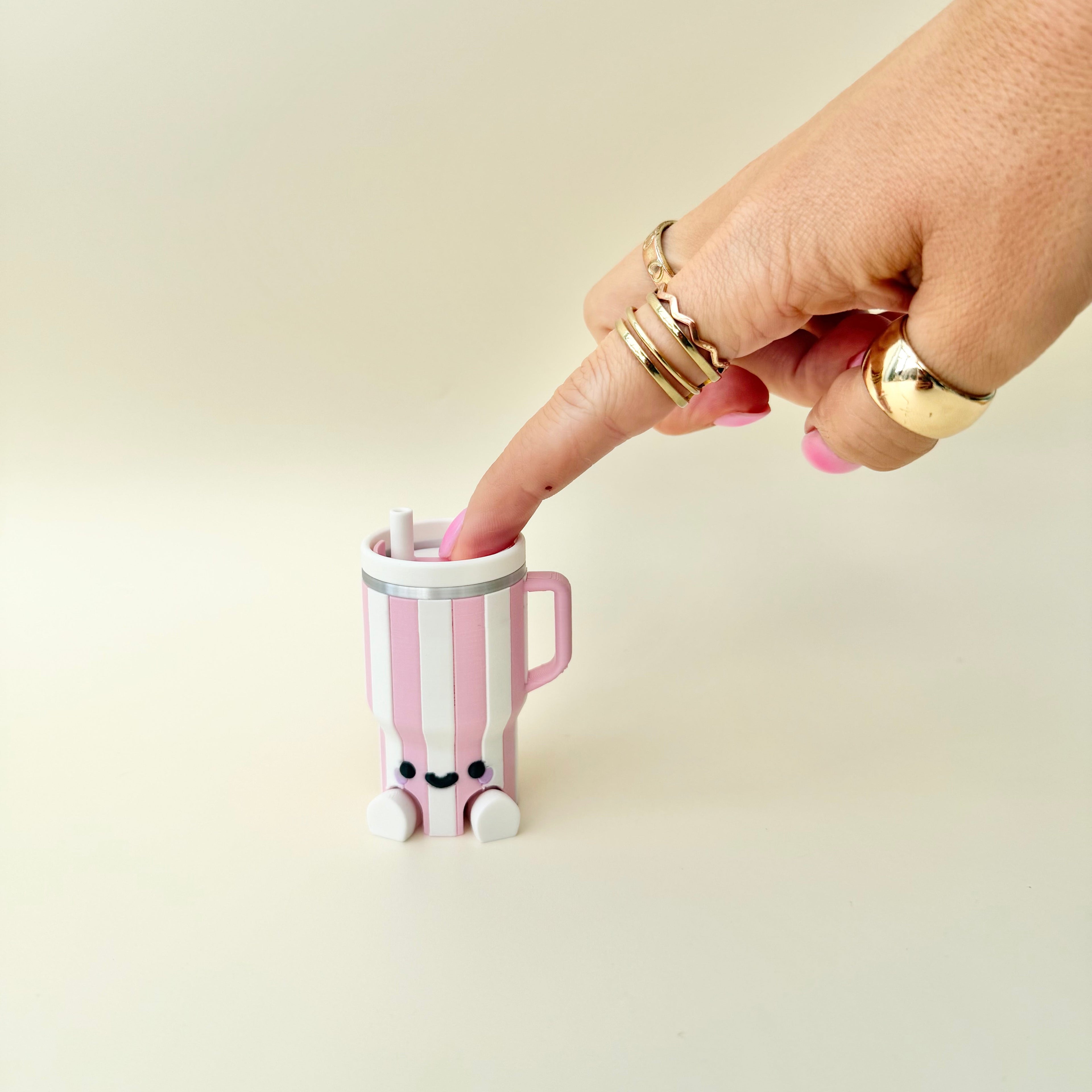 Tumbler cup fidget with click or quiet click option for tactile input, grounding and everyday fidgeting.