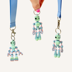 Colour-change robot fidget with flexible limbs for stimming, focus support and sensory regulation.