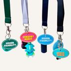 Portable communication tag with bold raised text and easy-clean finish for daily use.