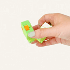 Large sensory fidget with layered ripple pattern and smooth folding action for repetitive hand movement.

