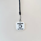 Keyring with integrated NFC functionality for quick access to personalised information.