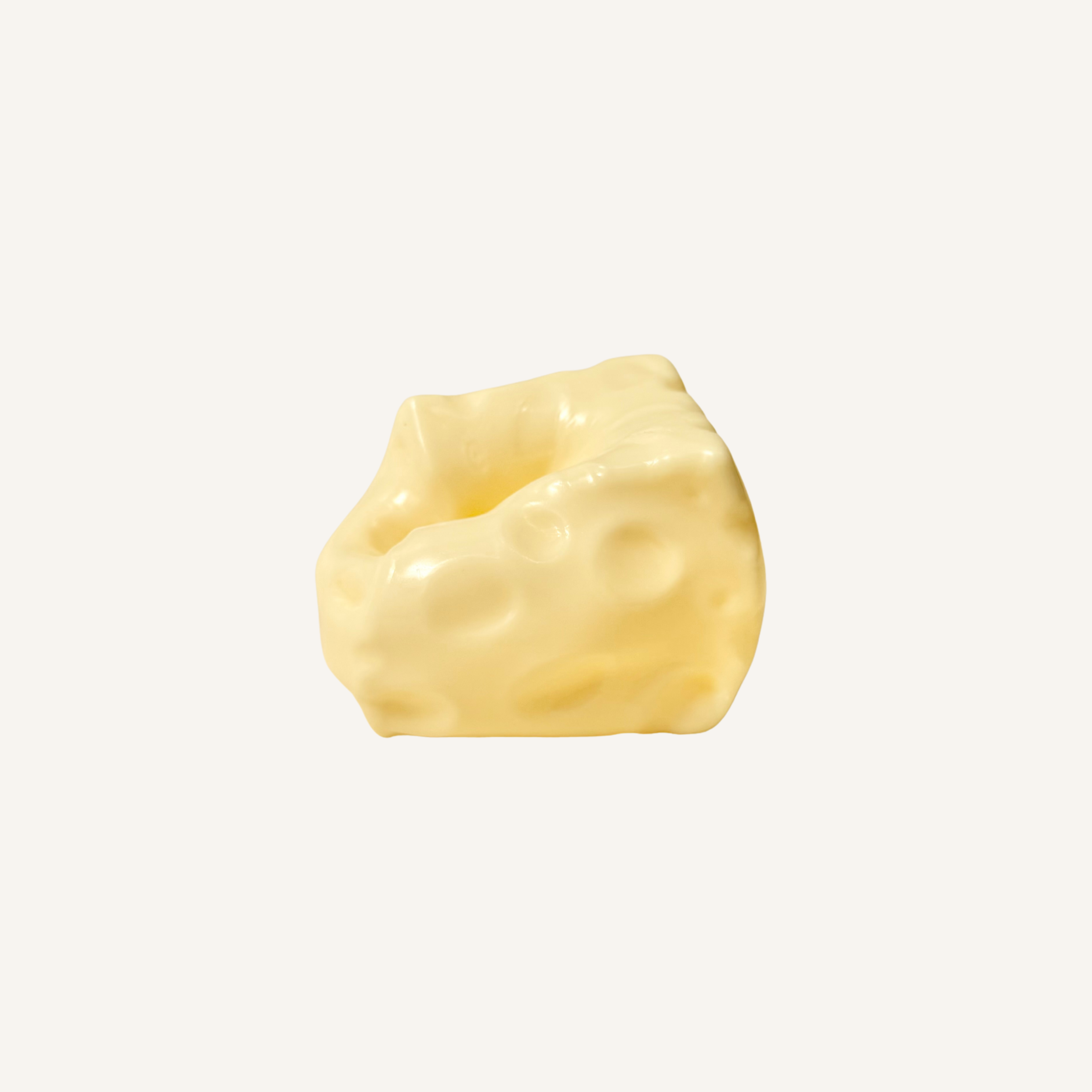 Sensory cheese squish with thick gloopy gel filling for slow shape-changing squeezes.