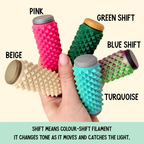 Textured sensory roller designed to redirect hands toward controlled pressure and tactile stimulation.
