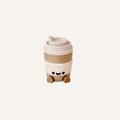 Mini takeaway cup character with dangling legs for desk, shelf and bedside decor in neuro-friendly spaces
