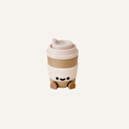 Mini takeaway cup character with dangling legs for desk, shelf and bedside decor in neuro-friendly spaces
