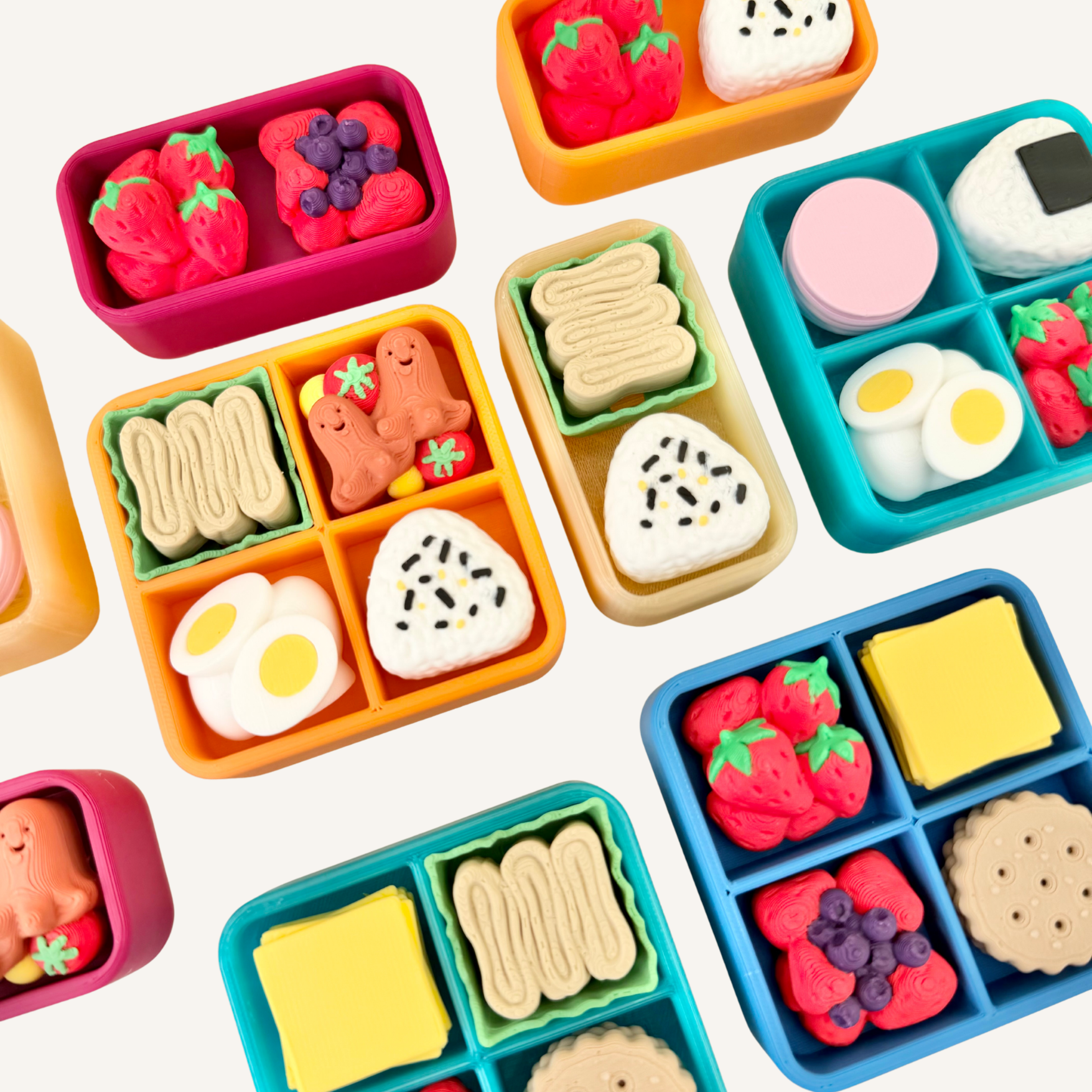 Customisable sensory fidget set with small tactile pieces in a mix and match format