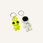 Articulated space-themed sensory keyring with quiet movement, tactile detail and portable fidget use.