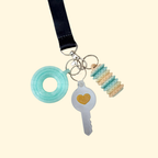 Discreet keyring add-on for bags and coats, made for quick contact or map access when your brain goes blank.
