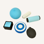 Adult high-input sensory set with pressure tools, textured fidgets and tactile feedback for grounding and stimming.