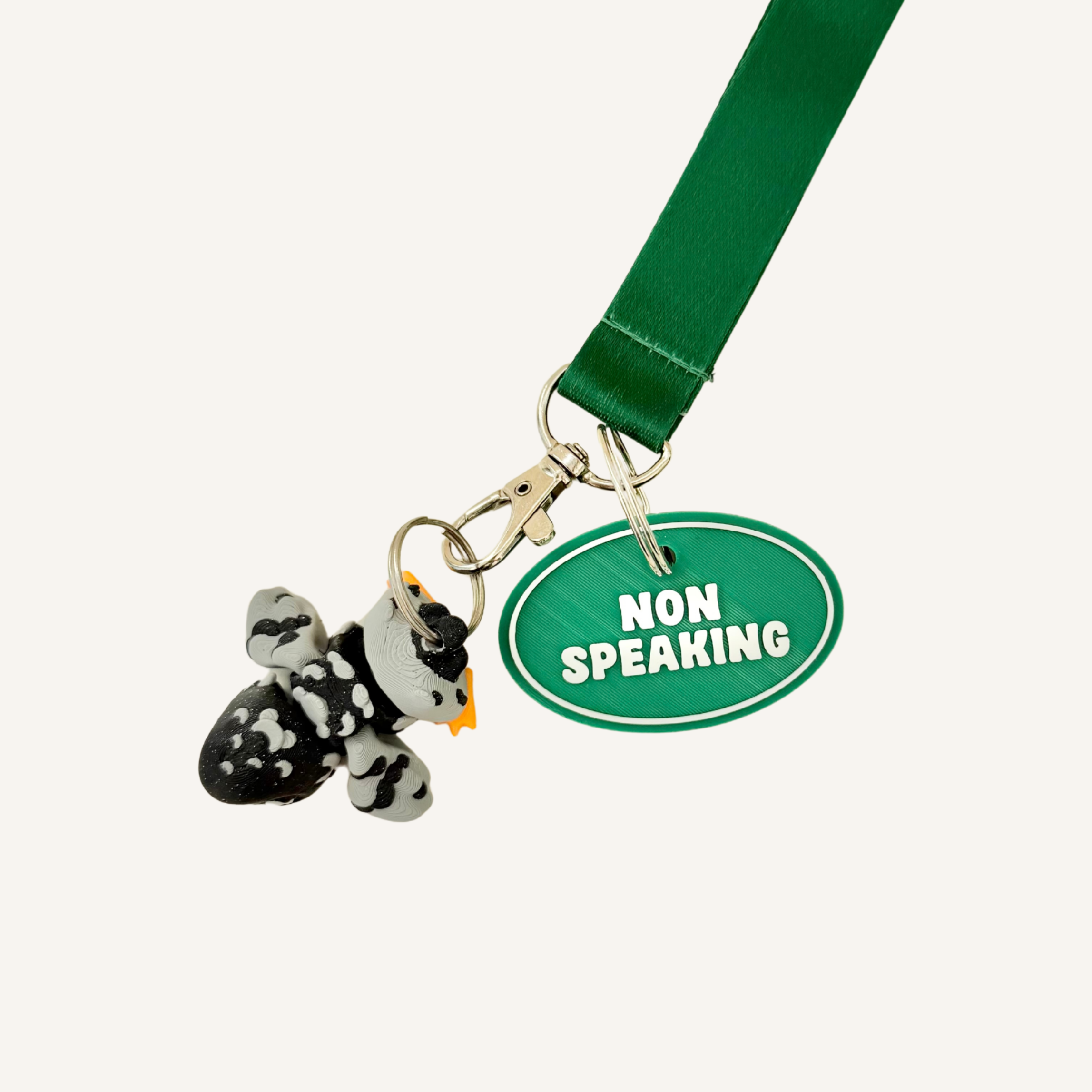 Lightweight communication tag with textured raised wording for quick reading.