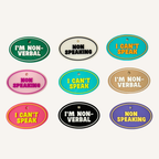 Lightweight support tag with raised lettering for quick reading and subtle tracing input.