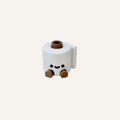 Cute mini toilet roll character with dangling legs designed for desks, shelves and funny feel-good decor spaces
