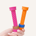 Long twist fidget with a moving textured ring that glides along the spiral for visual and tactile sensory input.
