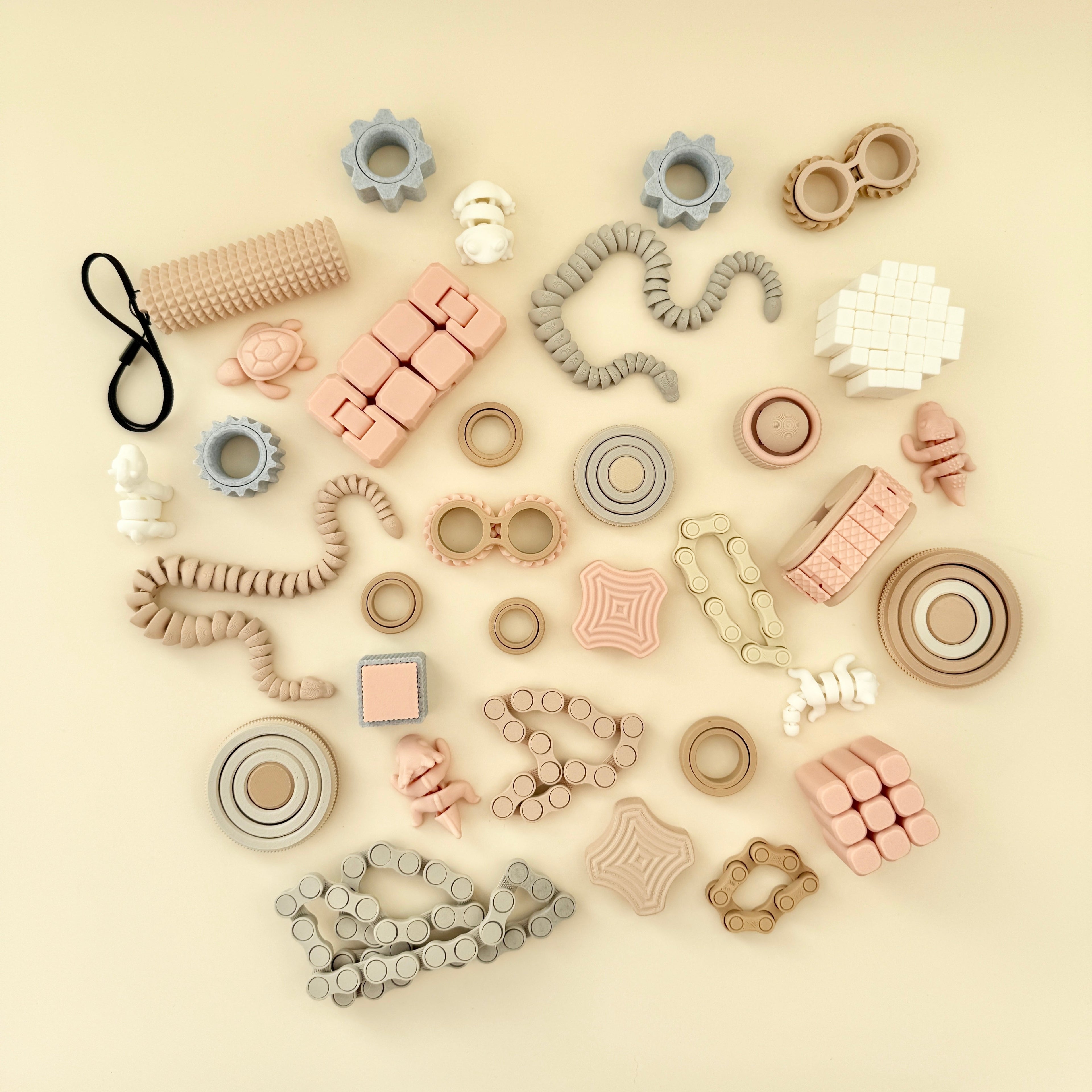 Extensive collection of fidgets for classrooms, therapy, and sensory support.