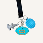 Communication tag with clear text and silver loop for simple day-to-day support.