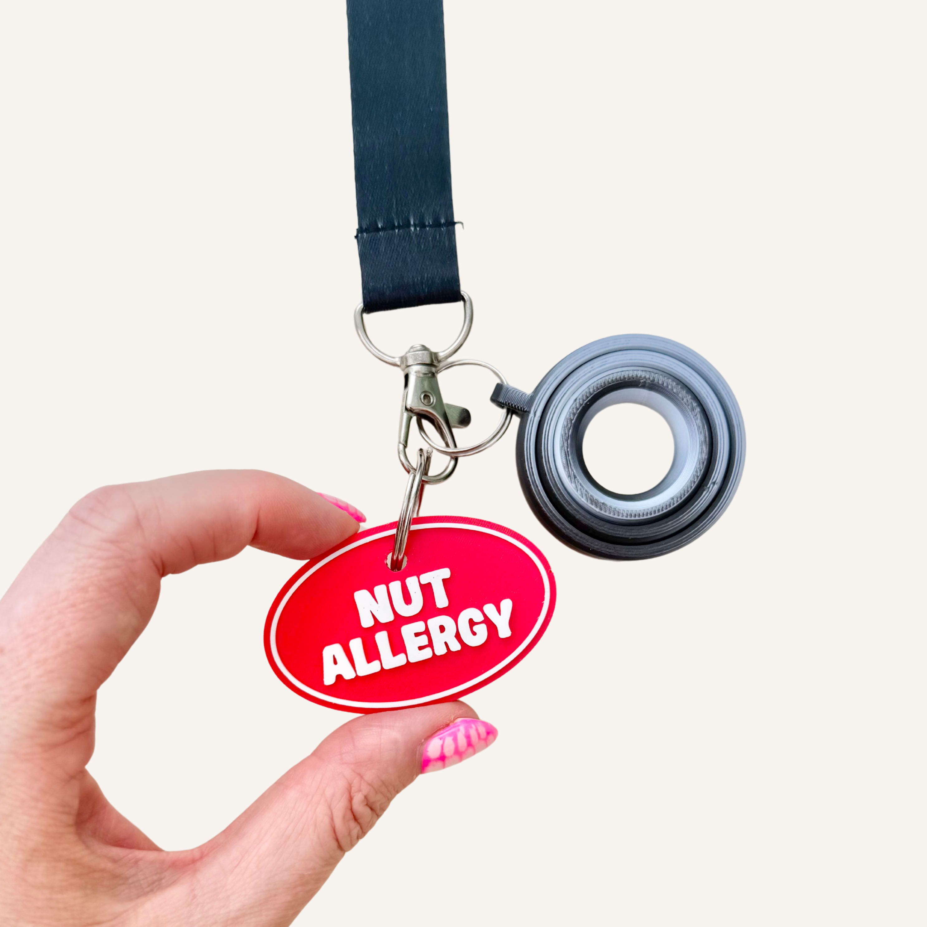 Lightweight communication tag designed to display important health information clearly.