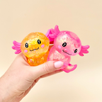 Sparkly squishy fidget with shimmering inner effect for visual stimulation, soothing squeezes and focus breaks.
